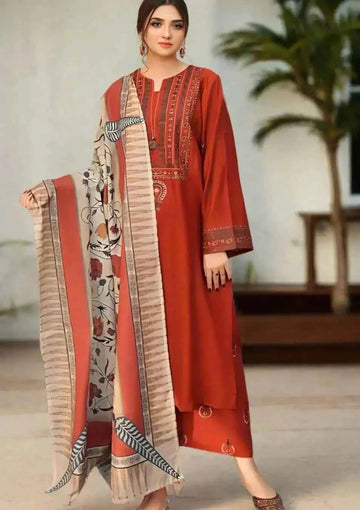 Ayat Embroidered with Shawl - Stitched 3 pc