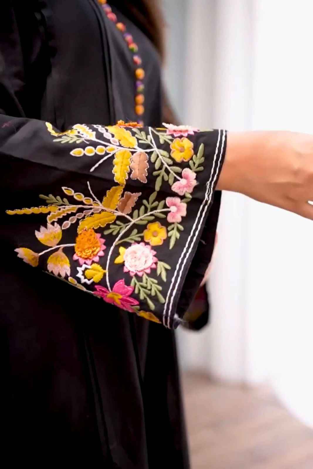 Black & Multi Embroidered Stitched 2pc