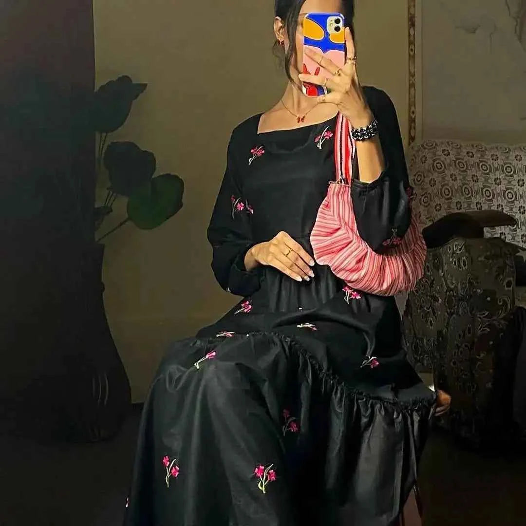 Rose Embroidery - Stitched frock