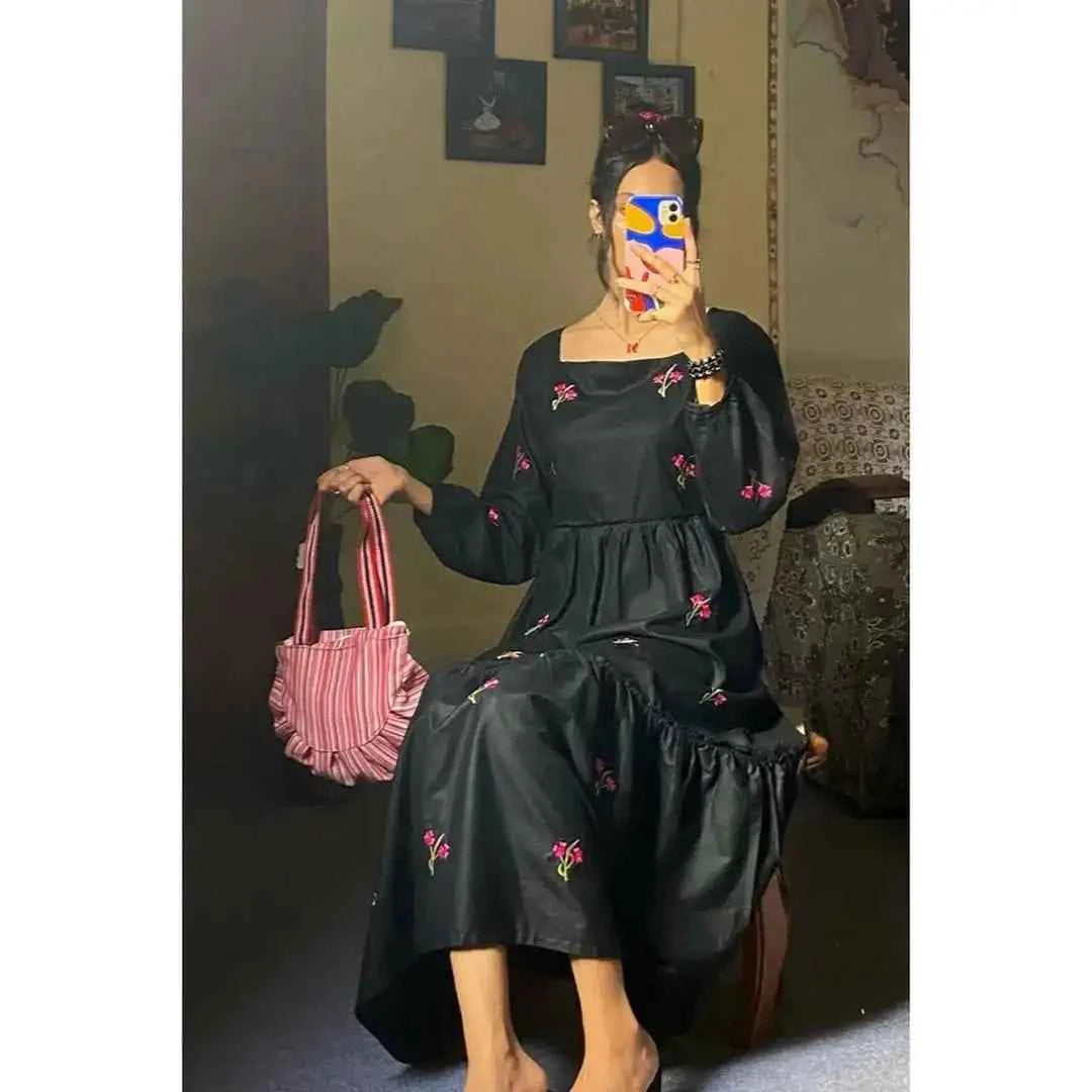Rose Embroidery - Stitched frock