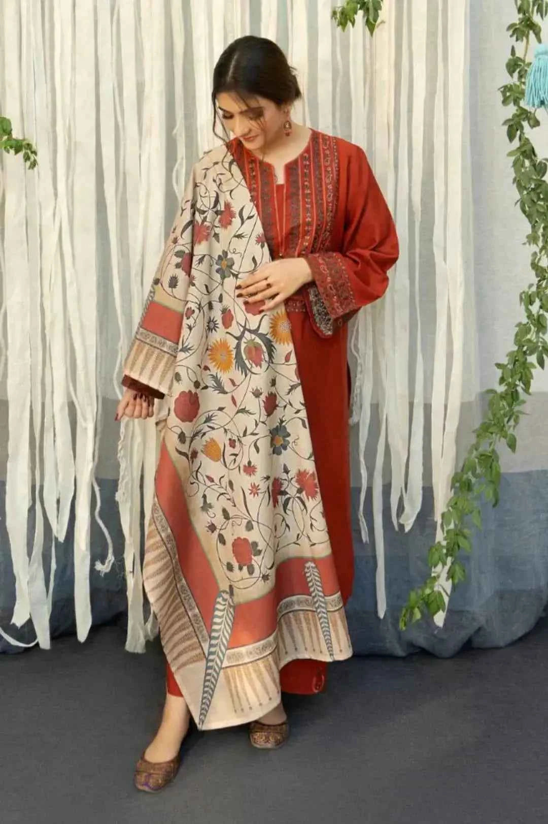Ayat Embroidered with Shawl - Stitched 3 pc