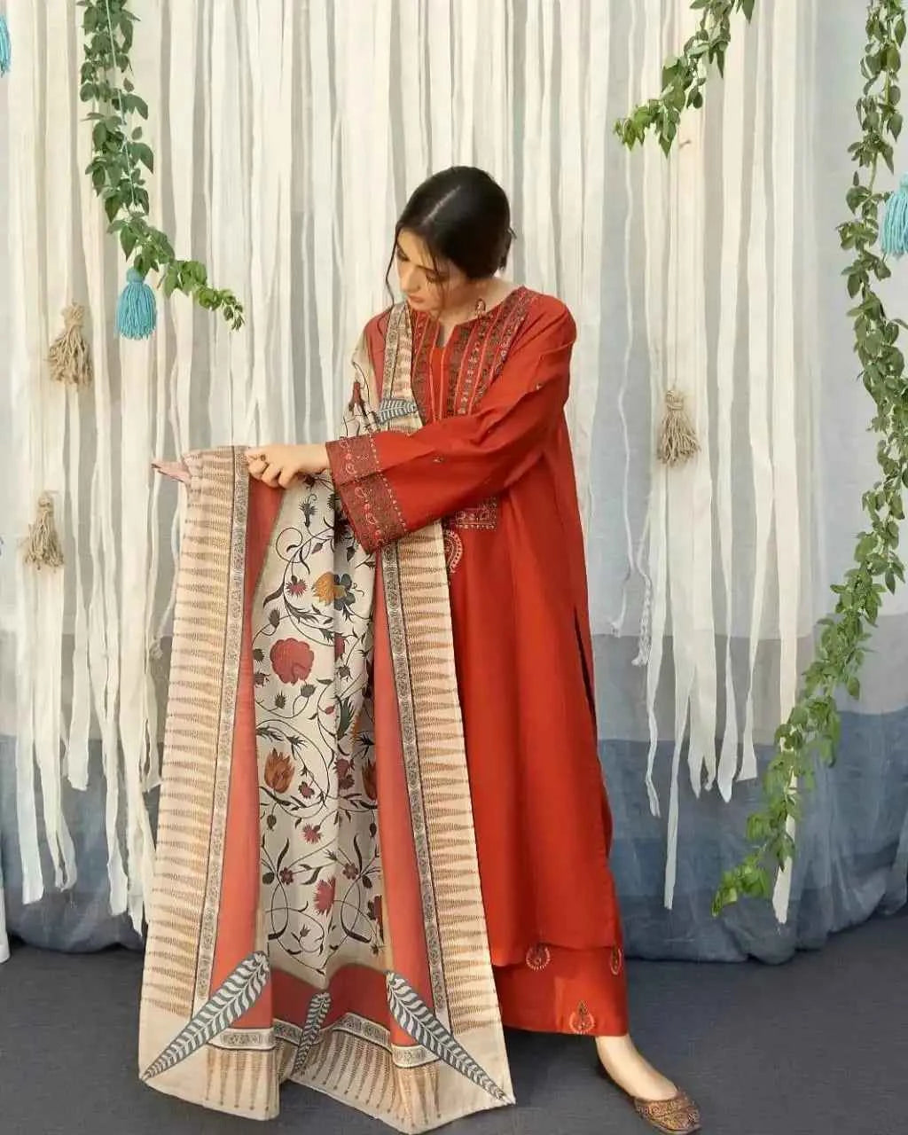 Ayat Embroidered with Shawl - Stitched 3 pc