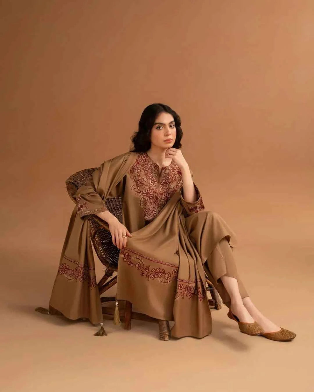 Brown Embroidery - Stitched 3pc