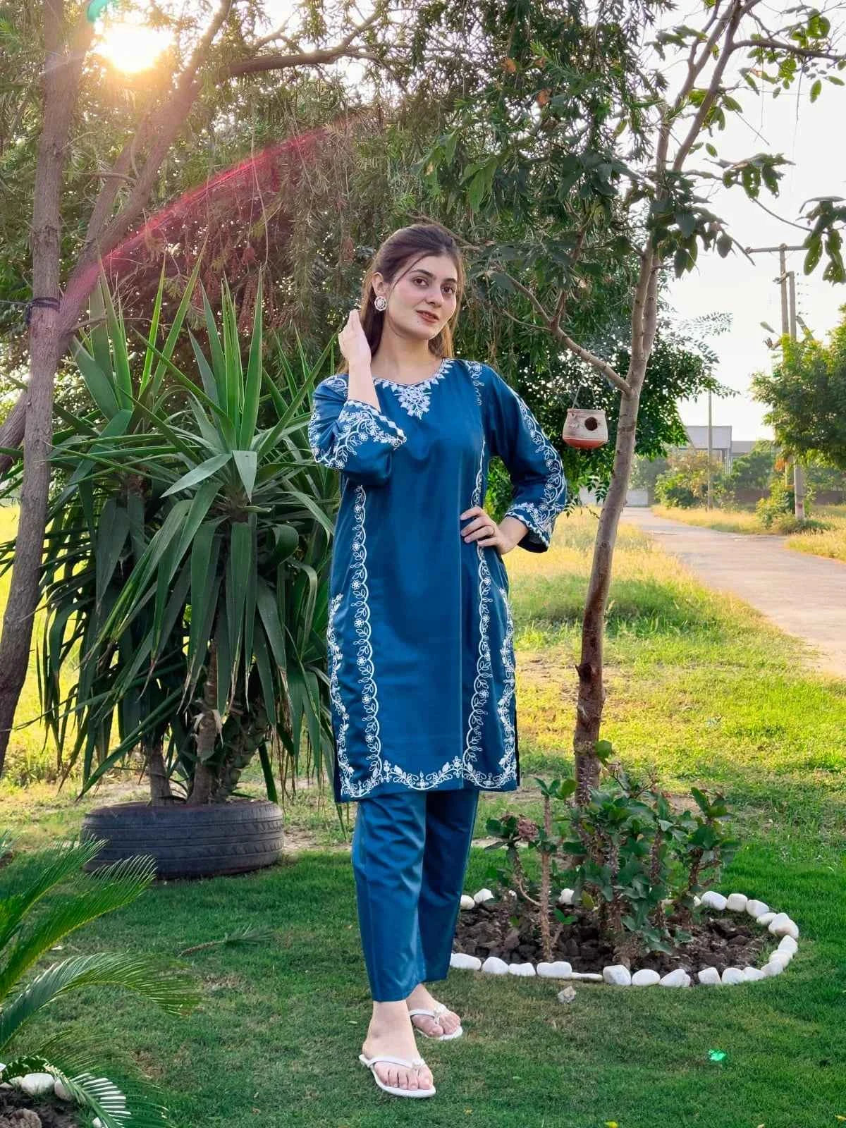 Agha Noor Mirror Wok Embroidery - Stitched 2 pc